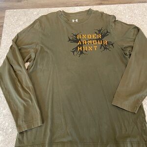 Under Armour Charged Cotton Men's Forest Green Long Sleeve Tee-Large